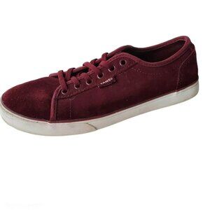 Vans Off the Wall Burgundy Canvas Lace-Up Sneakers 6.5 Women's Skater Shoes 90s